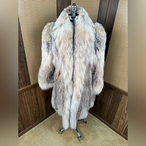 BEAUTIFUL CHRISTA FURS DESIGNER SPOTTED CANADIAN LYNX FUR COAT JACKET SIZE XL